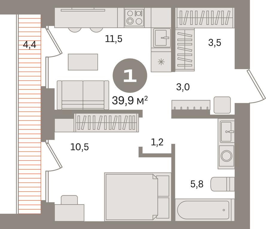 1-BD Apartment Sale, 39.9 sq. m. at Pervy kvartal, Kalinovaya ulitsa, derevnya Sapronovo, Leninskiy City District, Moscow Region, Russia #1 1-BD Apartment Sale, 39.9 sq. m. at Pervy kvartal, Kalinovaya ulitsa, derevnya Sapronovo, Leninskiy City District, Moscow Region, Russia #1