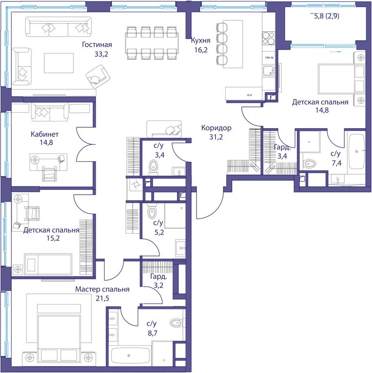 5-BD Apartment Sale, 179.4 sq. m. at Reka, Michurinsky Avenue, 60к1, Moscow, Russia #1 5-BD Apartment Sale, 179.4 sq. m. at Reka, Michurinsky Avenue, 60к1, Moscow, Russia #1
