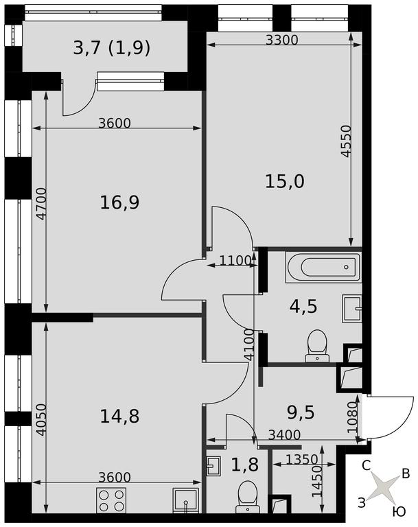 2-BD Apartment Sale, 64.3平方米 at Sydney City, Shenogina Street, 2, Moscow, Russia #2 2-BD Apartment Sale, 64.3平方米 at Sydney City, Shenogina Street, 2, Moscow, Russia #2