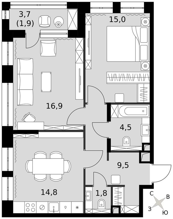 2-BD Apartment Sale, 64.3平方米 at Sydney City, Shenogina Street, 2, Moscow, Russia #1 2-BD Apartment Sale, 64.3平方米 at Sydney City, Shenogina Street, 2, Moscow, Russia #1