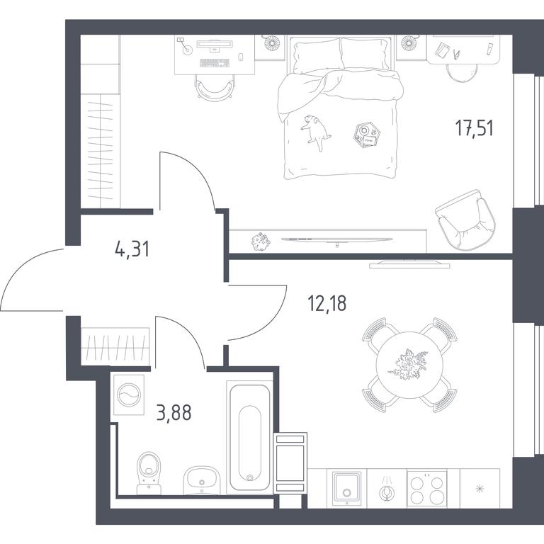Apartment Sale, 37.5 sq. m. at Tomilino Park, 1-y kvartal, posyolok Zhilino-1, Lubertsy City District, Moscow Region, Russia #1 Apartment Sale, 37.5 sq. m. at Tomilino Park, 1-y kvartal, posyolok Zhilino-1, Lubertsy City District, Moscow Region, Russia #1