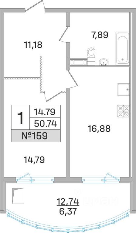 Apartment Sale, 51.6 sq. m. at Dom-Megalit v Korolyove, Kalinina Street, 11, Korolyov, Moscow Region, Russia #1