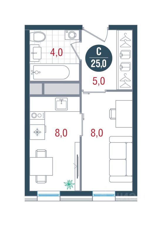 Apartment Sale, 25 sq. m. at RUSICh-Kantemirovskiy, Kavkazsky Boulevard, Moscow, Russia #1