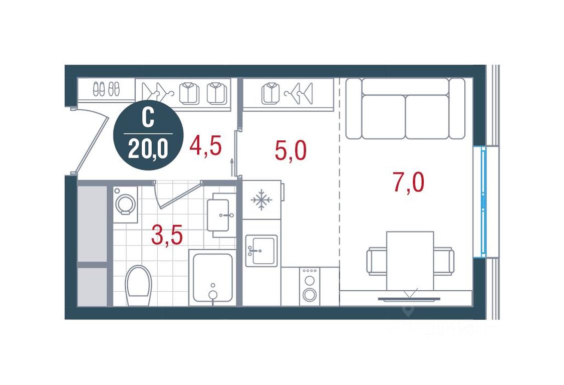 Apartment Sale, 20 sq. m. at RUSICh-Kantemirovskiy, Kavkazsky Boulevard, Moscow, Russia #1