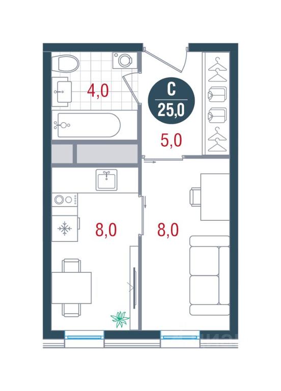 Apartment Sale, 25 sq. m. at RUSICh-Kantemirovskiy, Kavkazsky Boulevard, Moscow, Russia #1