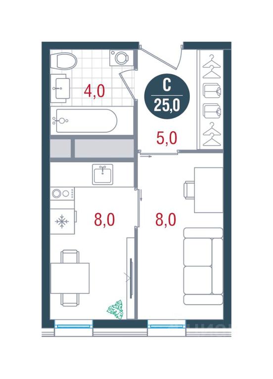 Apartment Sale, 25 sq. m. at RUSICh-Kantemirovskiy, Kavkazsky Boulevard, Moscow, Russia #1