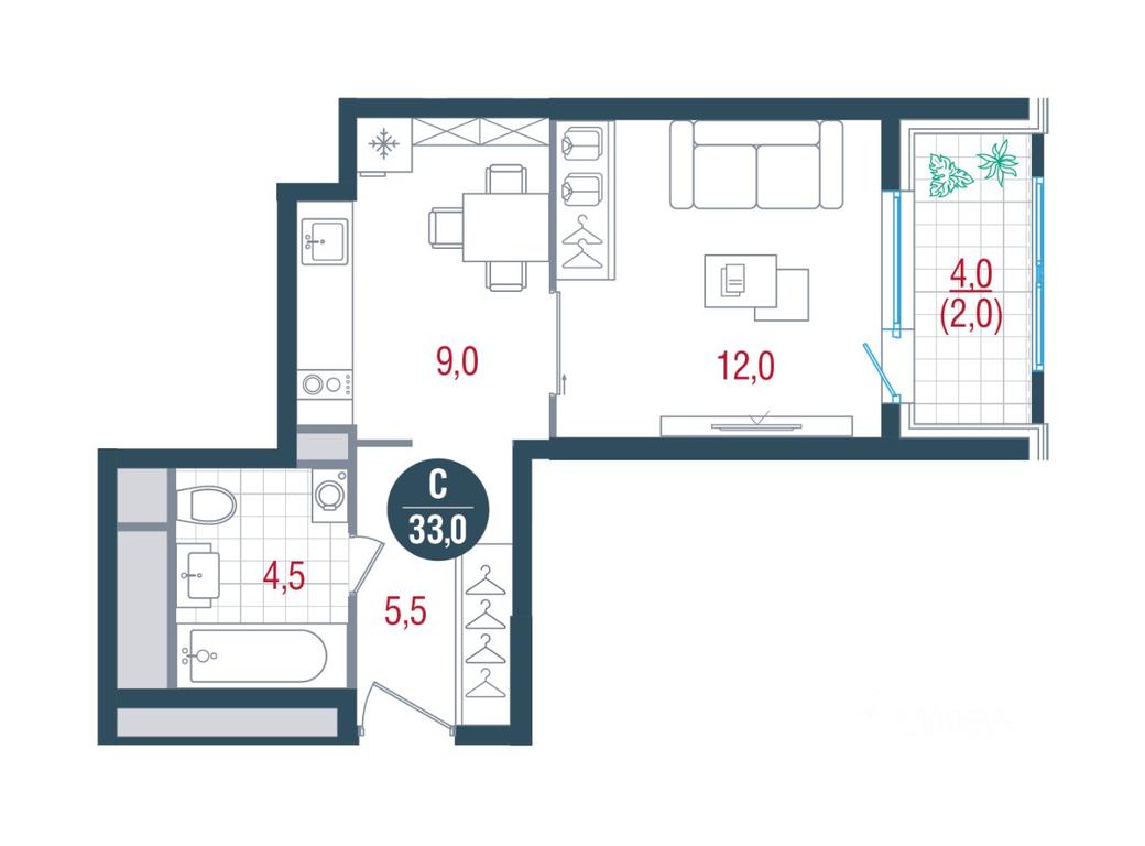 Apartment Sale, 33 sq. m. at RUSICh-Kantemirovskiy, Kavkazsky Boulevard, Moscow, Russia #1