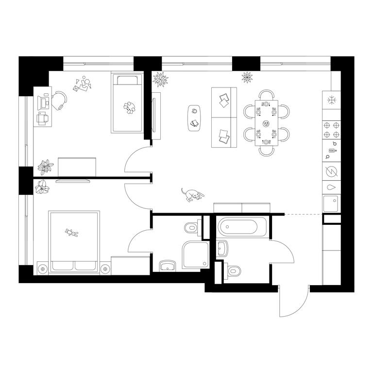 2-BD Apartment Sale, 62.1平方米 at Narvin, Kronshtadtsky Boulevard, 14с13, Moscow, Russia #1 2-BD Apartment Sale, 62.1平方米 at Narvin, Kronshtadtsky Boulevard, 14с13, Moscow, Russia #1