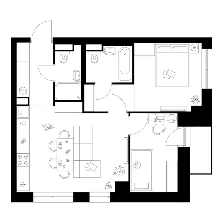 2-BD Apartment Sale, 52平方米 at Narvin, Kronshtadtsky Boulevard, 14с13, Moscow, Russia #1 2-BD Apartment Sale, 52平方米 at Narvin, Kronshtadtsky Boulevard, 14с13, Moscow, Russia #1