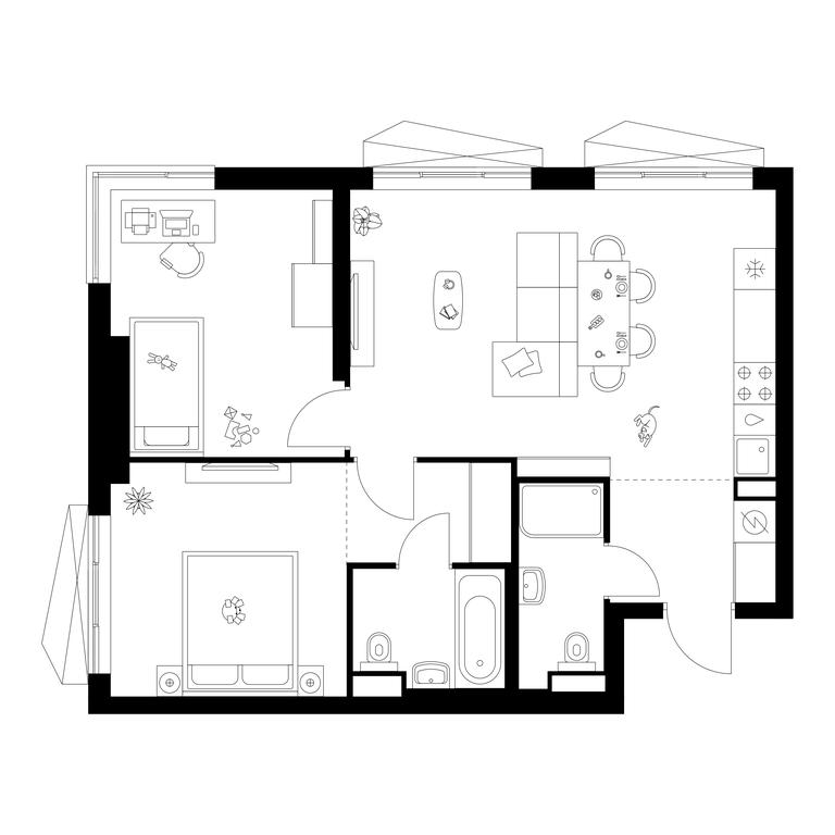 2-BD Apartment Sale, 61 sq. m. at Narvin, Kronshtadtsky Boulevard, 14с13, Moscow, Russia #1