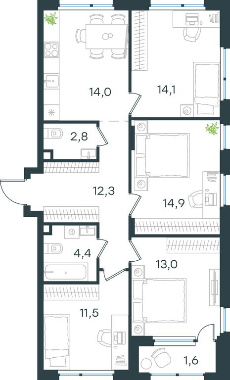 3-BD Apartment Sale, 88.6 sq. m. at Gorod V lesu, Gorod V Lesu Residential Complex, Village of Otradnoye, Krasnogorsk Urban District, Moscow Region, Russia #2