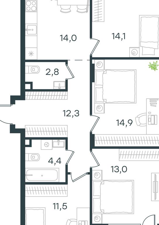 3-BD Apartment Sale, 88.6 sq. m. at Gorod V lesu, Gorod V Lesu Residential Complex, Village of Otradnoye, Krasnogorsk Urban District, Moscow Region, Russia #1