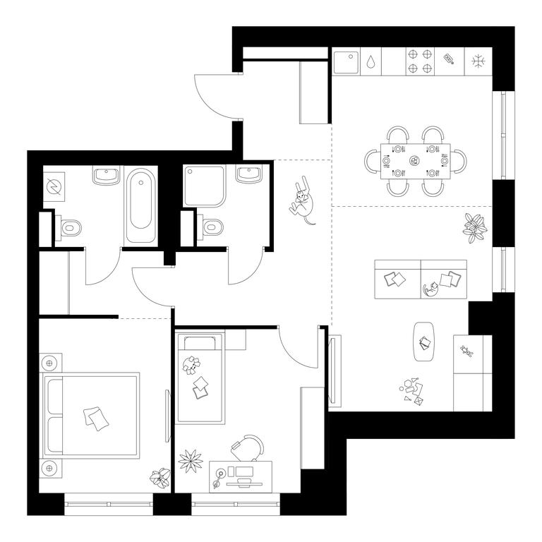 2-BD Apartment Sale, 66.9 sq. m. at Narvin, Kronshtadtsky Boulevard, 14с13, Moscow, Russia #1