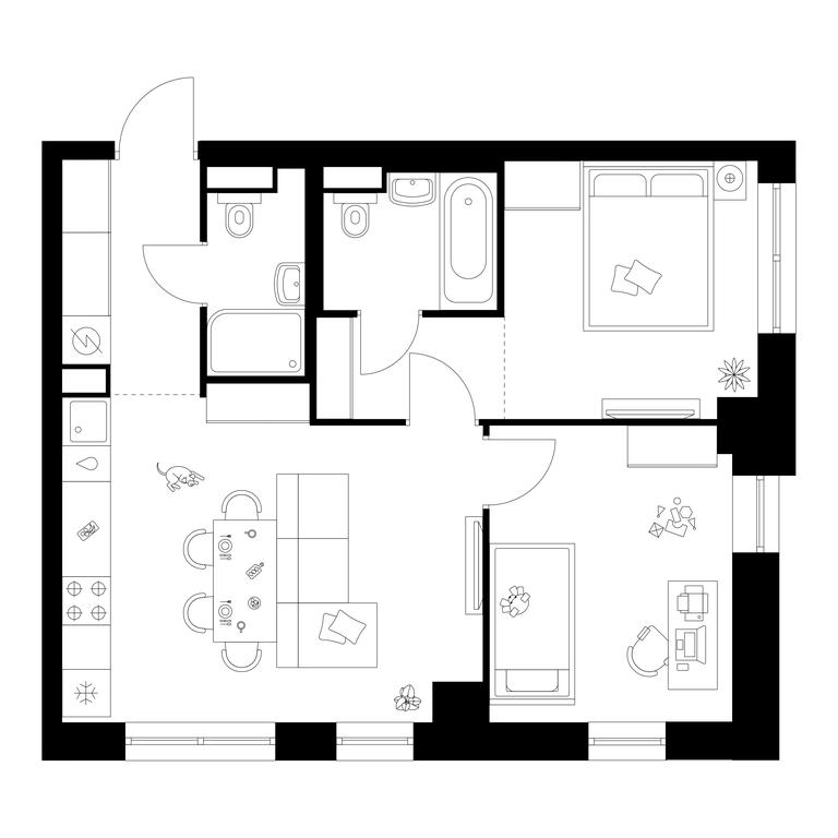 2-BD Apartment Sale, 54.3 sq. m. at Narvin, Kronshtadtsky Boulevard, 14с13, Moscow, Russia #1 2-BD Apartment Sale, 54.3 sq. m. at Narvin, Kronshtadtsky Boulevard, 14с13, Moscow, Russia #1
