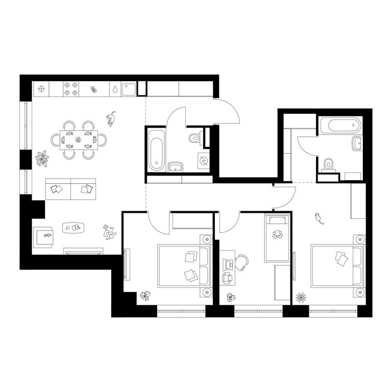 3-BD Apartment Sale, 83.1 sq. m. at Narvin, Kronshtadtsky Boulevard, 14с13, Moscow, Russia #1 3-BD Apartment Sale, 83.1 sq. m. at Narvin, Kronshtadtsky Boulevard, 14с13, Moscow, Russia #1