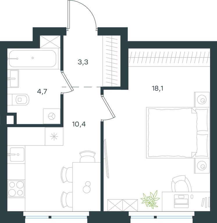 Apartment Sale, 36.5平方米 at Gorod V lesu, Gorod V Lesu Residential Complex, Village of Otradnoye, Krasnogorsk Urban District, Moscow Region, Russia #1