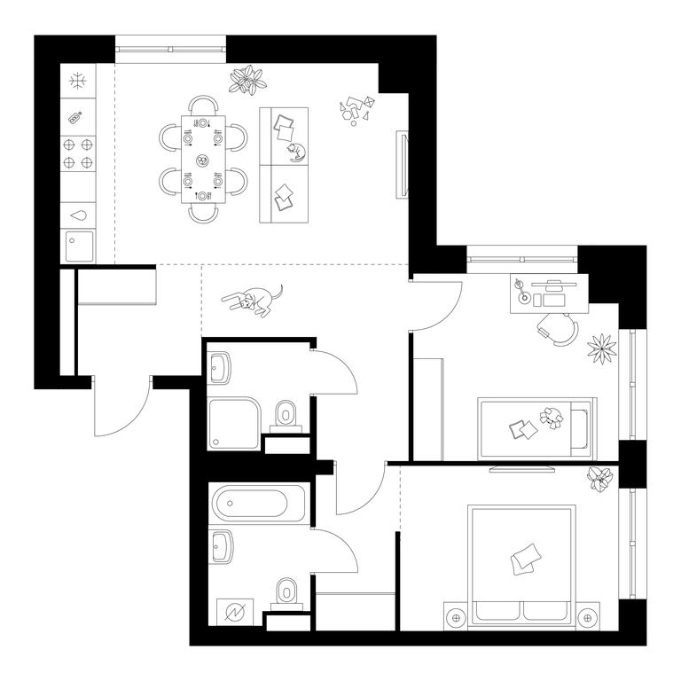 2-BD Apartment Sale, 60.9 sq. m. at Narvin, Kronshtadtsky Boulevard, 14с13, Moscow, Russia #1 2-BD Apartment Sale, 60.9 sq. m. at Narvin, Kronshtadtsky Boulevard, 14с13, Moscow, Russia #1