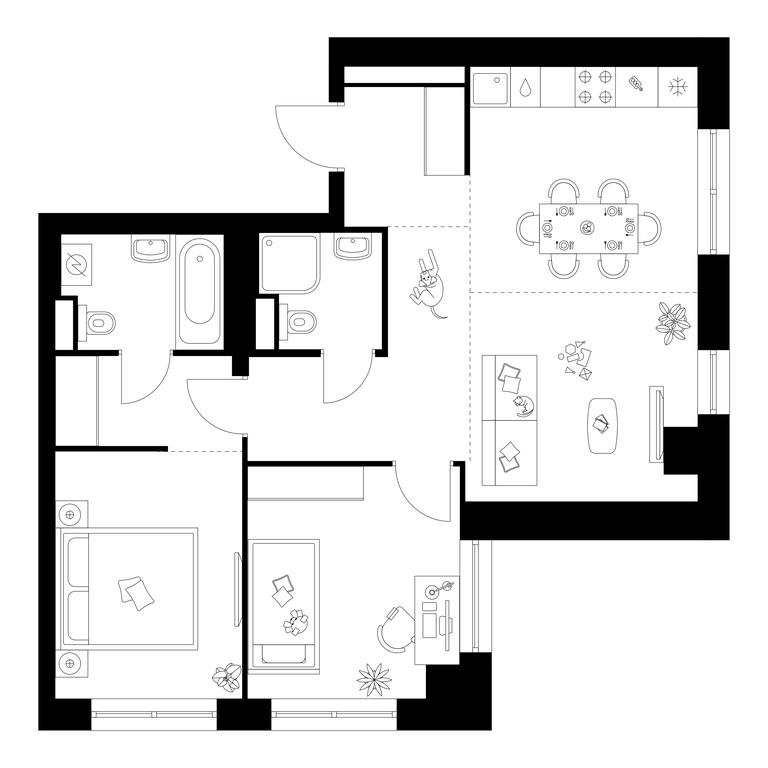 2-BD Apartment Sale, 62.8 sq. m. at Narvin, Kronshtadtsky Boulevard, 14с13, Moscow, Russia #1