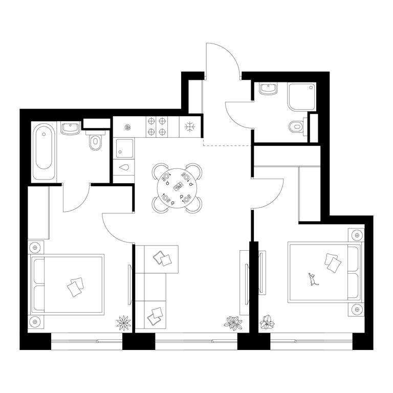 2-BD Apartment Sale, 51.5 sq. m. at Narvin, Kronshtadtsky Boulevard, 14с13, Moscow, Russia #1