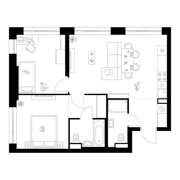 2-BD Apartment Sale, 58.8 sq. m. at Narvin, Kronshtadtsky Boulevard, 14с13, Moscow, Russia #1 2-BD Apartment Sale, 58.8 sq. m. at Narvin, Kronshtadtsky Boulevard, 14с13, Moscow, Russia #1
