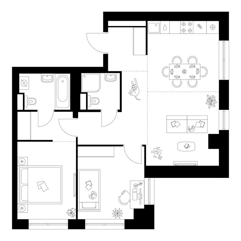 2-BD Apartment Sale, 64.2 sq. m. at Narvin, Kronshtadtsky Boulevard, 14с13, Moscow, Russia #1