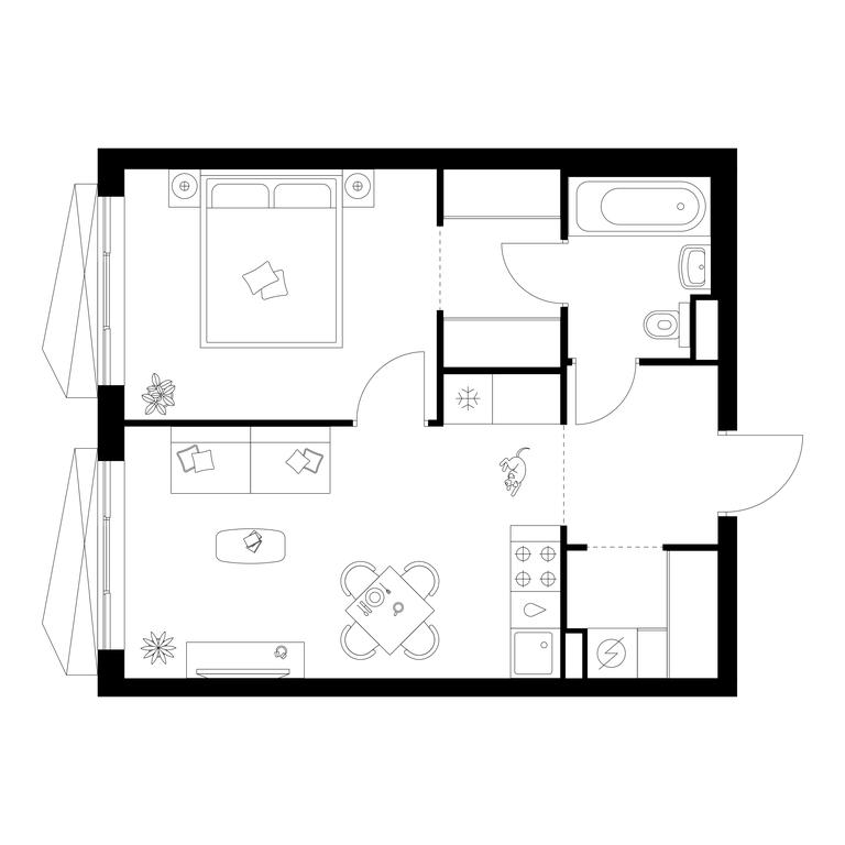 1-BD Apartment Sale, 40.8 sq. m. at Narvin, Kronshtadtsky Boulevard, 14с13, Moscow, Russia #1