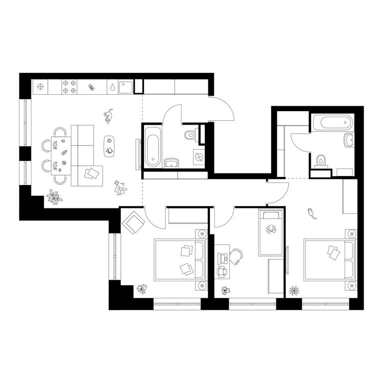 3-BD Apartment Sale, 77.7 sq. m. at Narvin, Kronshtadtsky Boulevard, 14с13, Moscow, Russia #1 3-BD Apartment Sale, 77.7 sq. m. at Narvin, Kronshtadtsky Boulevard, 14с13, Moscow, Russia #1