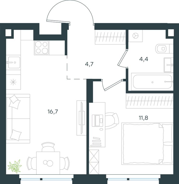 Apartment Sale, 37.6 sq. m. at Gorod V lesu, Gorod V Lesu Residential Complex, Village of Otradnoye, Krasnogorsk Urban District, Moscow Region, Russia #1