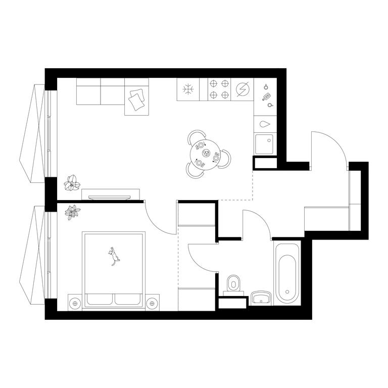 1-BD Apartment Sale, 37.7 sq. m. at Narvin, Kronshtadtsky Boulevard, 14с13, Moscow, Russia #1