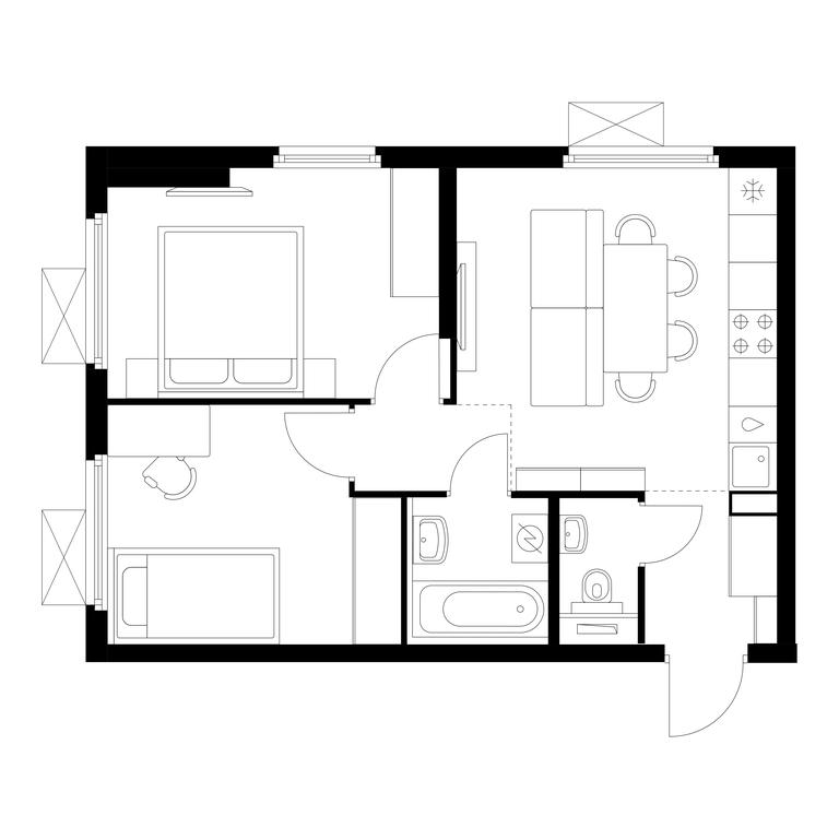 2-BD Apartment Sale, 46.2 sq. m. at Yaroslavskiy, 16th Microdistrict, Mytischi, Moscow Region, Russia #1