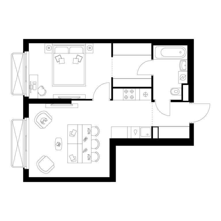 1-BD Apartment Sale, 42.9 sq. m. at Irtyshskiy Kvartal, 2nd Irtyshsky Drive, Moscow, Russia #1
