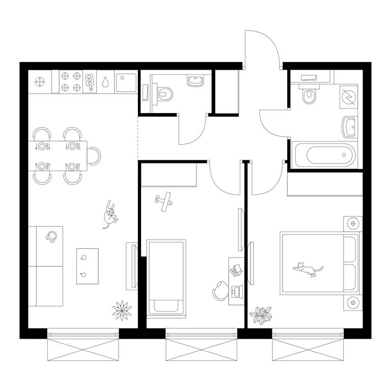 2-BD Apartment Sale, 51.9 sq. m. at Tomilinskiy Bulvar, Novaya Street, 1, Kotelniki, Moscow Region, Russia #1