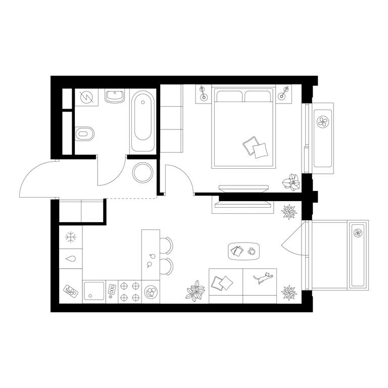 1-BD Apartment Sale, 33.4 sq. m. at Altufevskoe 53, Алтуфьевское шоссе, 53с11, Москва, Россия #1