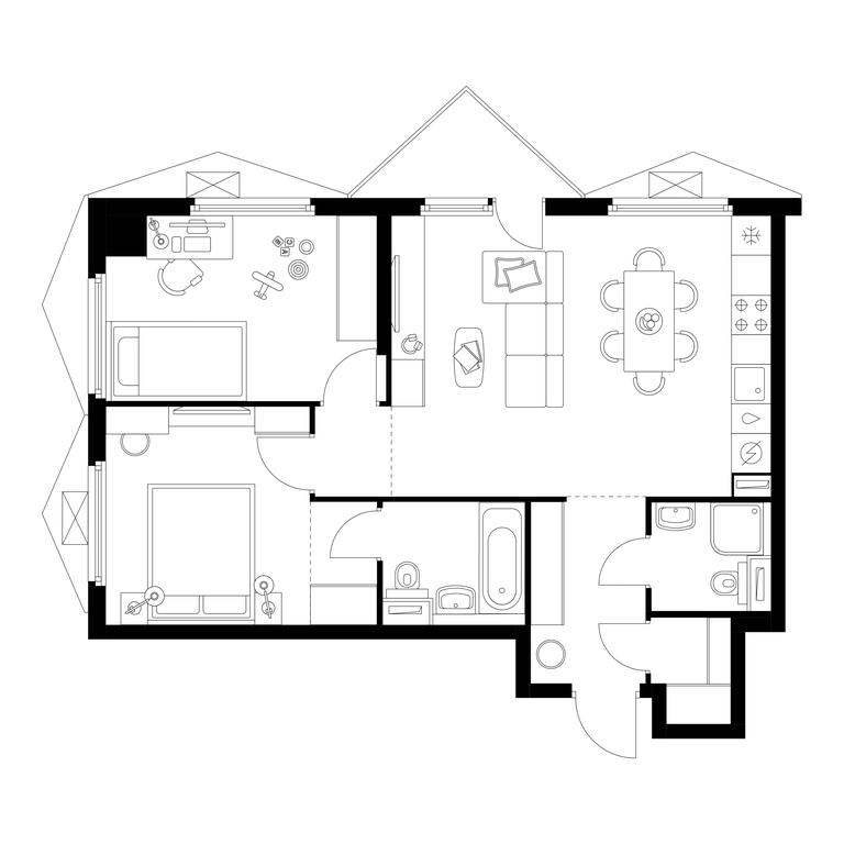 2-BD Apartment Sale, 62.79 sq. m. at Businovskiy Park, Izhorskaya Street, 6с5, Moscow, Russia #1