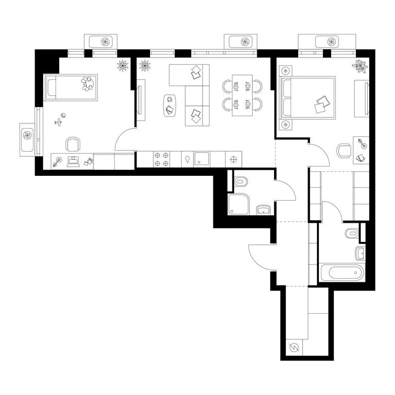 2-BD Apartment Sale, 66.3平方米 at Yaroslavskij kvartal, Yaroslavskiy Drive, 116, Korolyov, Moscow Region, Russia #1