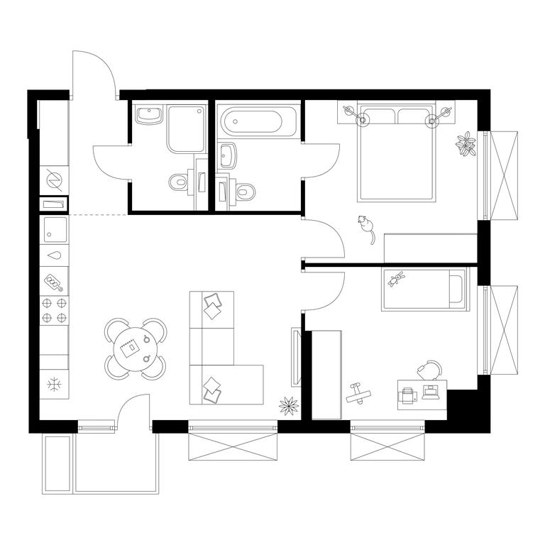 2-BD Apartment Sale, 55.2 sq. m. at Tomilinskiy Bulvar, Novaya Street, 1, Kotelniki, Moscow Region, Russia #1