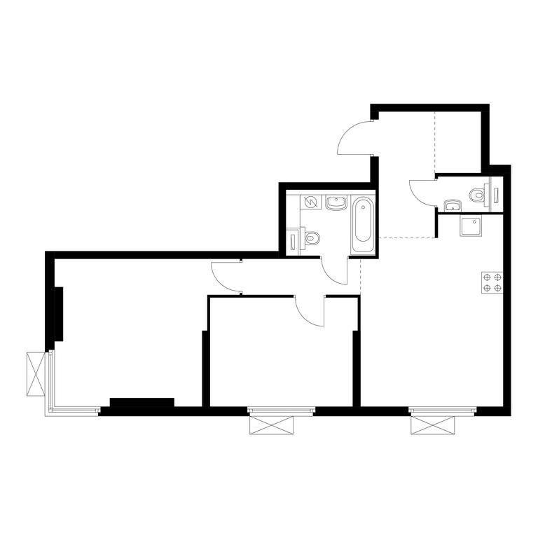 2-BD Apartment Sale, 64.3平方米 at Vtoroy Nagatinskiy, 2nd Nagatinsky Drive, 2к1, Moscow, Russia #1
