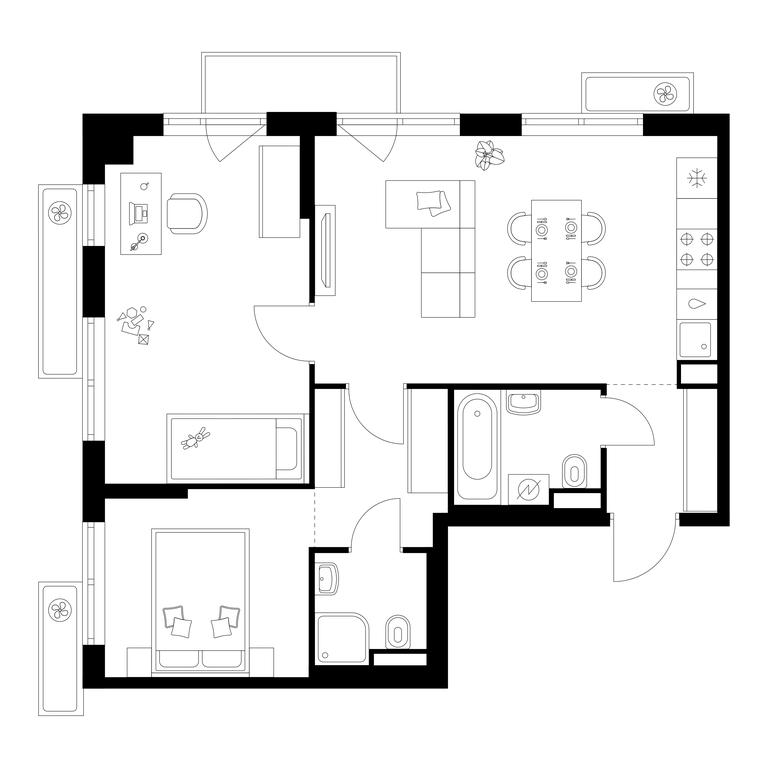 2-BD Apartment Sale, 59 sq. m. at Salarevo Park, Salaryevskaya Street, 8к1, Moskovskiy Settlement, Moscow, Russia #1