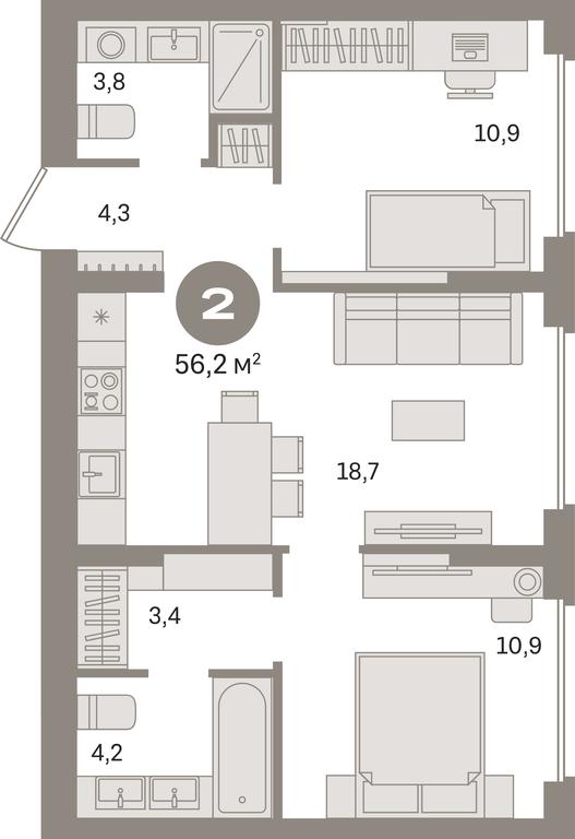 2-BD Apartment Sale, 56.2 sq. m. at Pervy kvartal, Kalinovaya ulitsa, derevnya Sapronovo, Leninskiy City District, Moscow Region, Russia #1 2-BD Apartment Sale, 56.2 sq. m. at Pervy kvartal, Kalinovaya ulitsa, derevnya Sapronovo, Leninskiy City District, Moscow Region, Russia #1