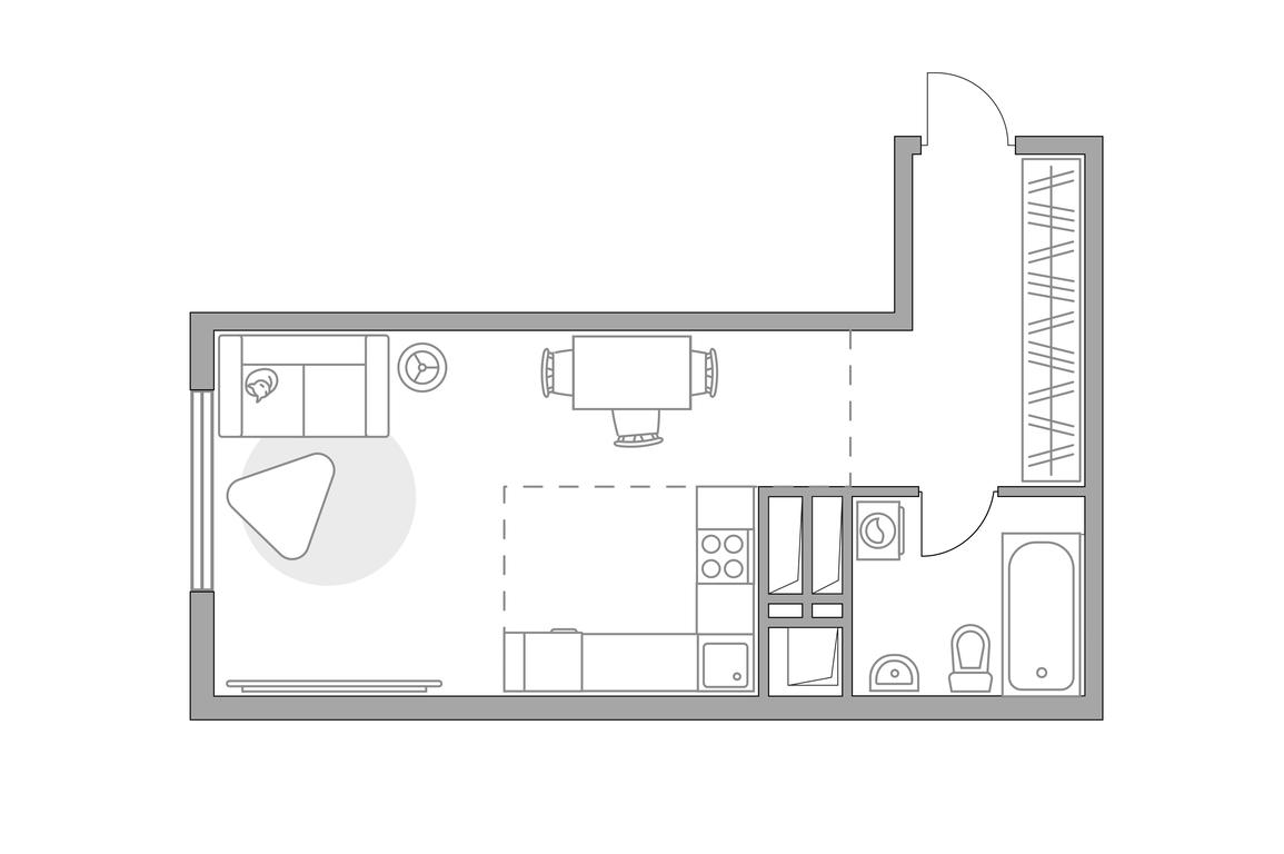 Apartment Sale, 28.1 sq. m. at Brigantina, Parkovaya ulitsa, 50к1, Dolgoprudny, Moscow Region, Russia #1