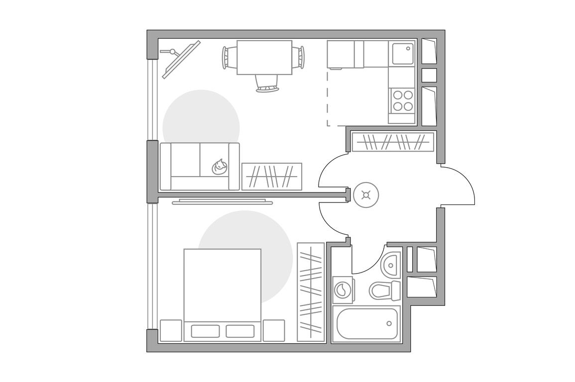 2-BD Apartment Sale, 40.2 sq. m. at Brigantina, Parkovaya ulitsa, 50к1, Dolgoprudny, Moscow Region, Russia #1