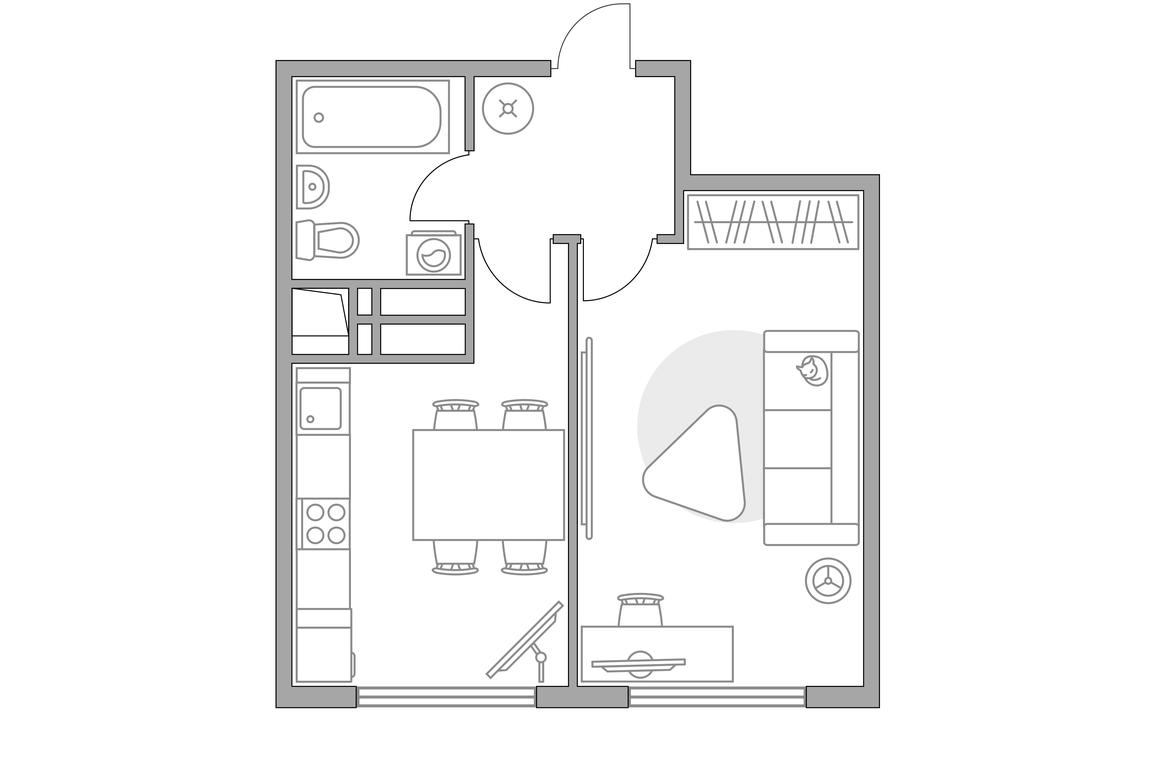 1-BD Apartment Sale, 32.6 sq. m. at Brigantina, Parkovaya ulitsa, 50к1, Dolgoprudny, Moscow Region, Russia #1