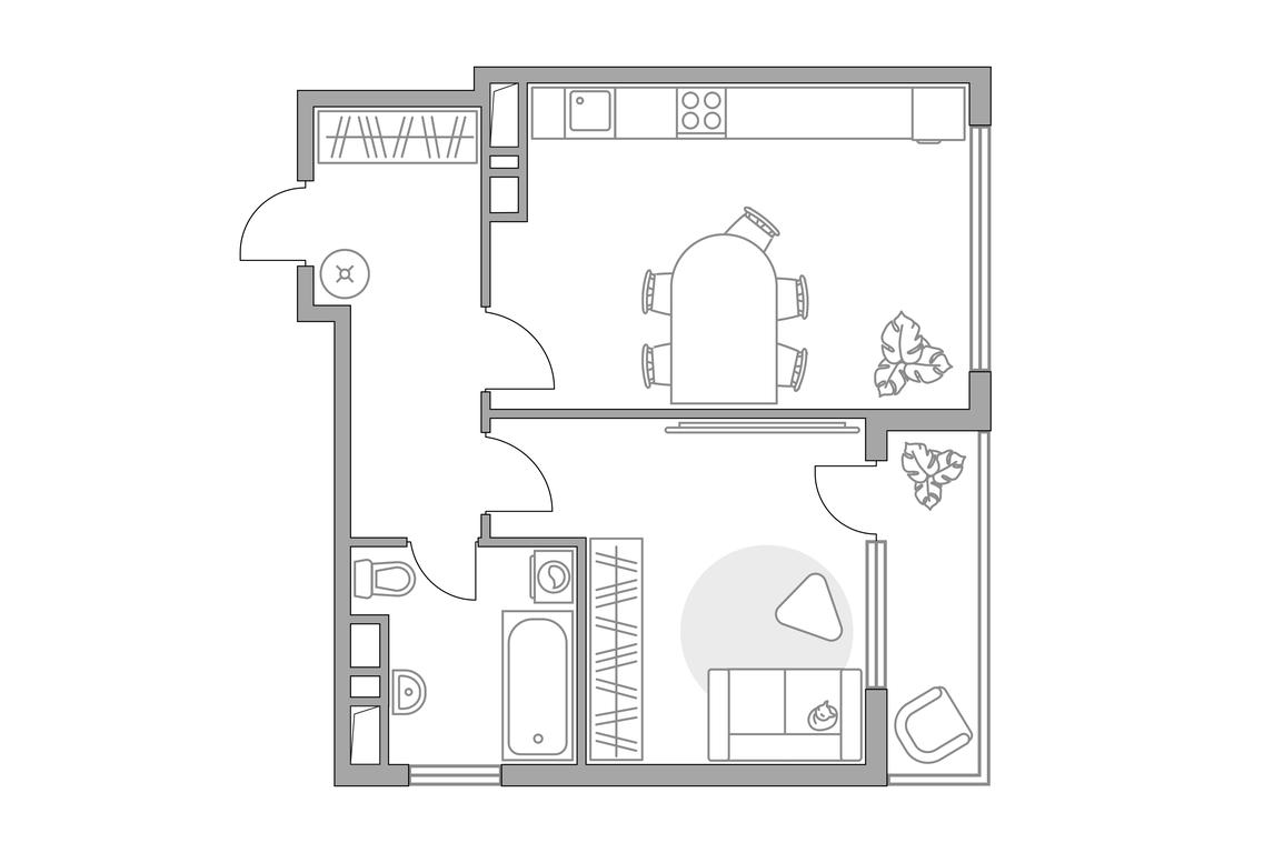 1-BD Apartment Sale, 42 sq. m. at Brigantina, Parkovaya ulitsa, 50к1, Dolgoprudny, Moscow Region, Russia #1