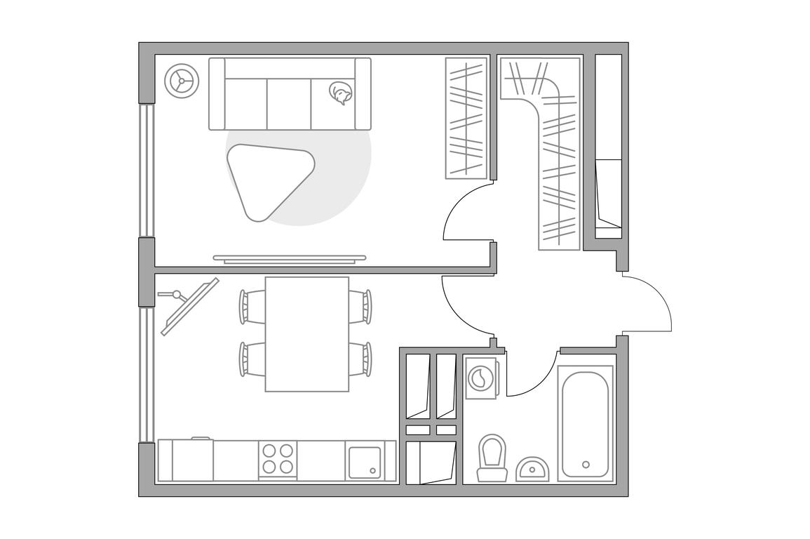 1-BD Apartment Sale, 33.6 sq. m. at Brigantina, Parkovaya ulitsa, 50к1, Dolgoprudny, Moscow Region, Russia #1