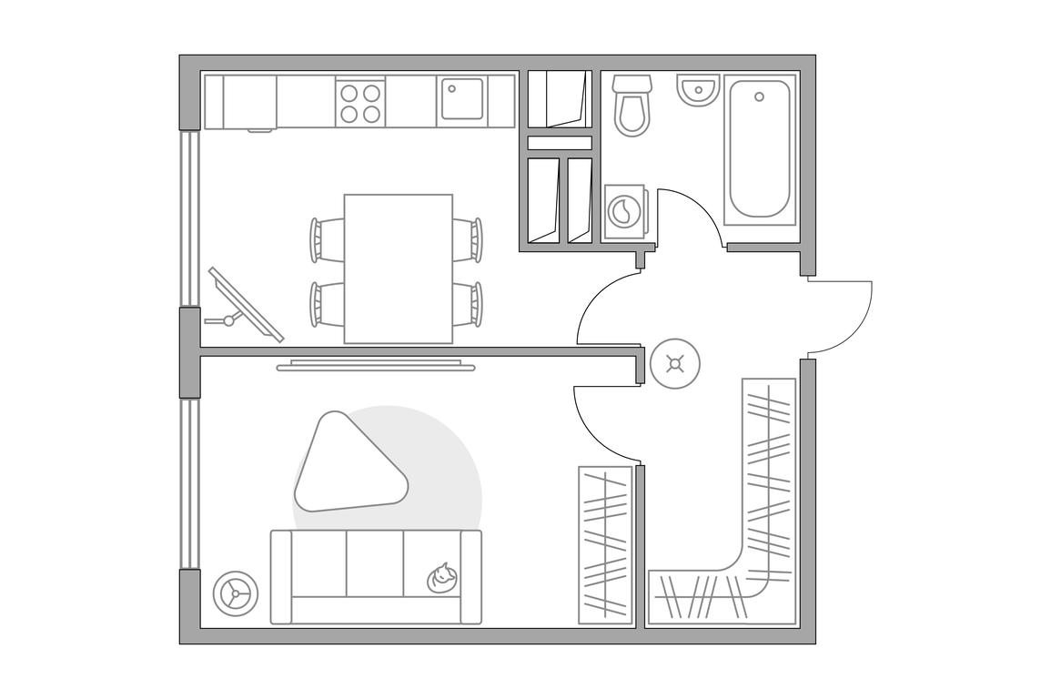 1-BD Apartment Sale, 34.5 sq. m. at Brigantina, Parkovaya ulitsa, 50к1, Dolgoprudny, Moscow Region, Russia #1