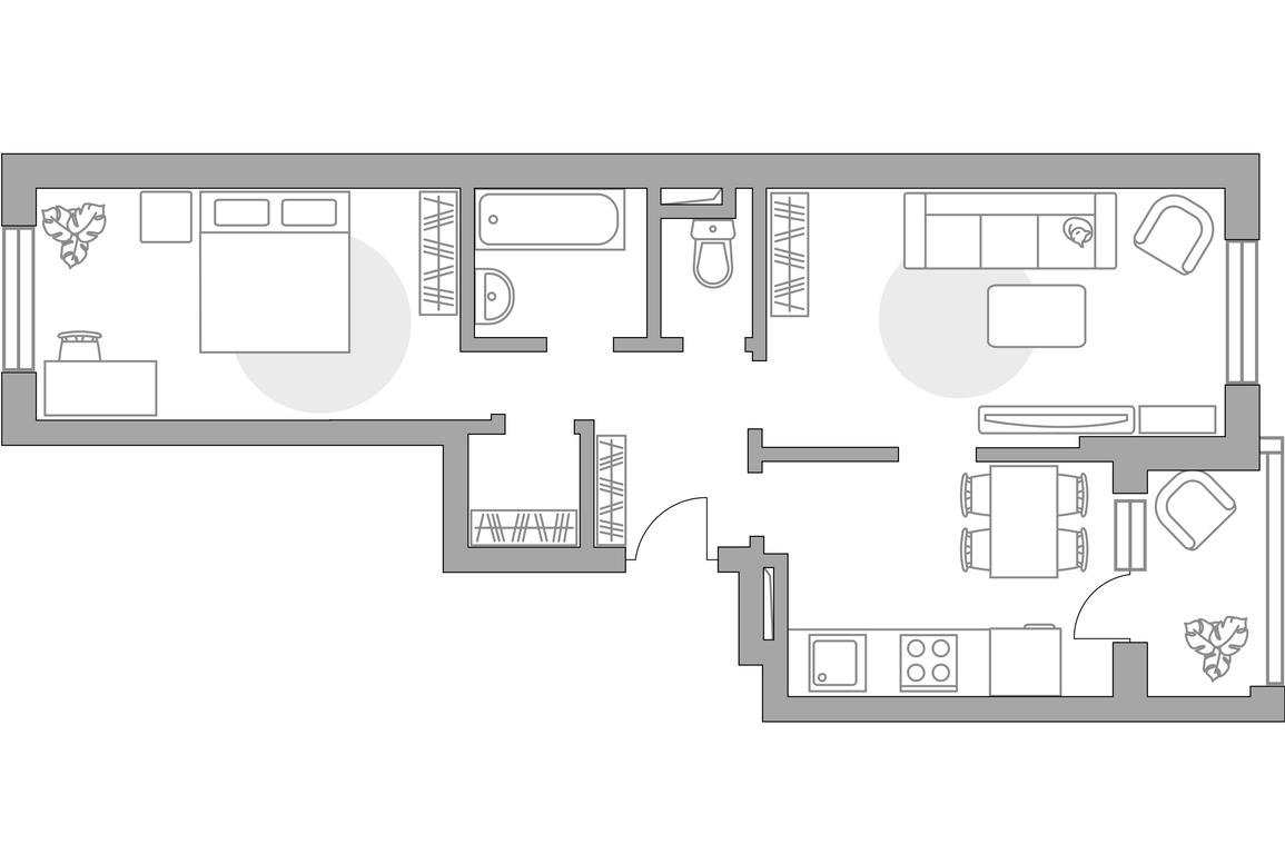 2-BD Apartment Sale, 58.2平方米 at Zhivopisnyi, derevnya Spasskiye Vyselki, 9, Leninskiy City District, Moscow Region, Russia #1