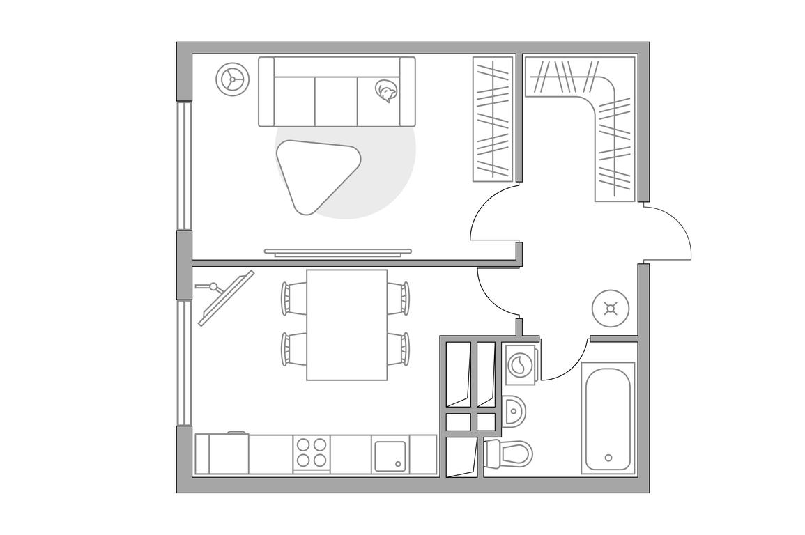 1-BD Apartment Sale, 35.8 sq. m. at Brigantina, Parkovaya ulitsa, 50к1, Dolgoprudny, Moscow Region, Russia #1