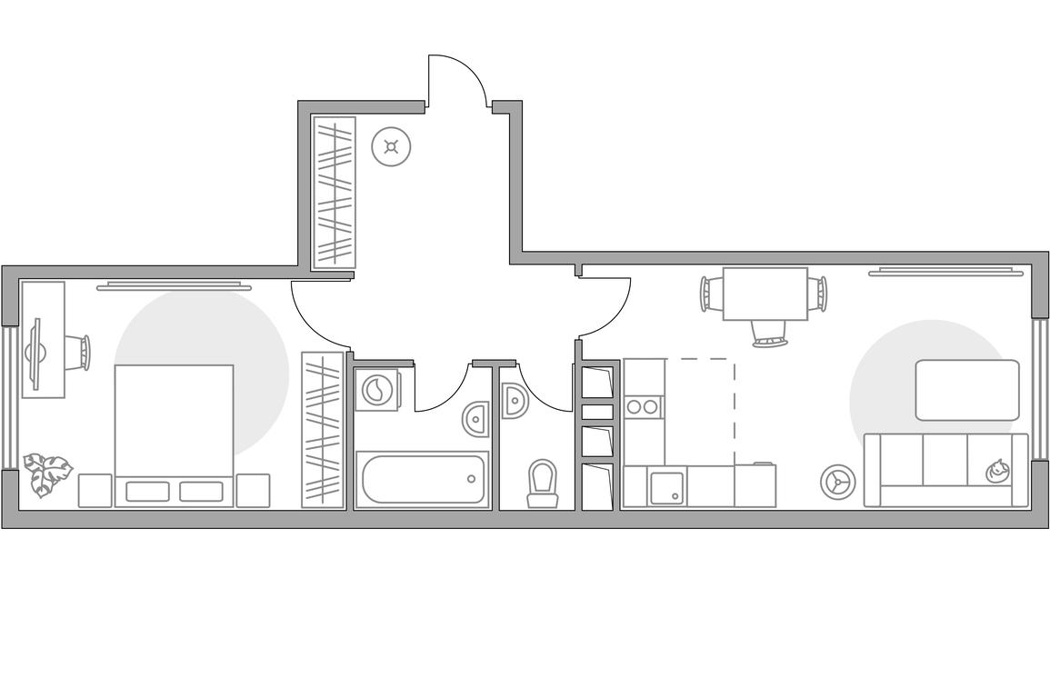 2-BD Apartment Sale, 44.5 sq. m. at Brigantina, Parkovaya ulitsa, 50к1, Dolgoprudny, Moscow Region, Russia #1