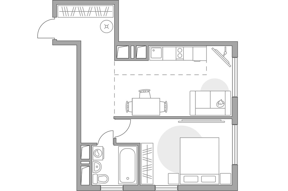 2-BD Apartment Sale, 44.4 sq. m. at Brigantina, Parkovaya ulitsa, 50к1, Dolgoprudny, Moscow Region, Russia #1