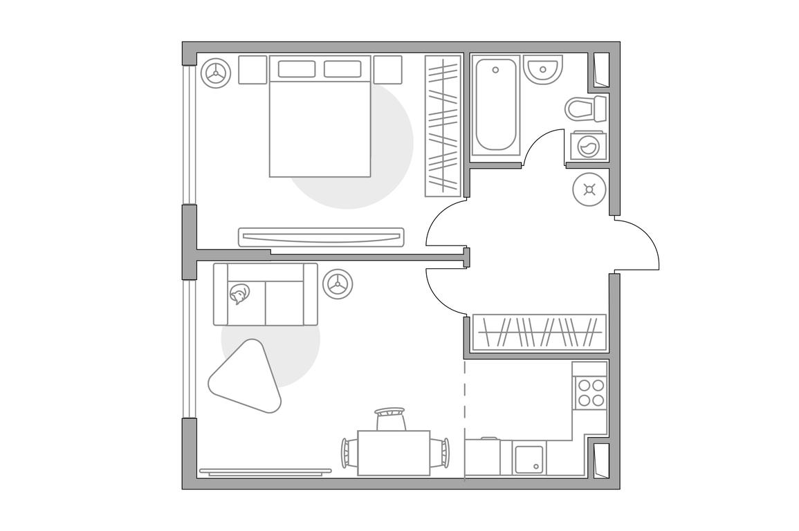 2-BD Apartment Sale, 50.5 sq. m. at Brigantina, Parkovaya ulitsa, 50к1, Dolgoprudny, Moscow Region, Russia #1